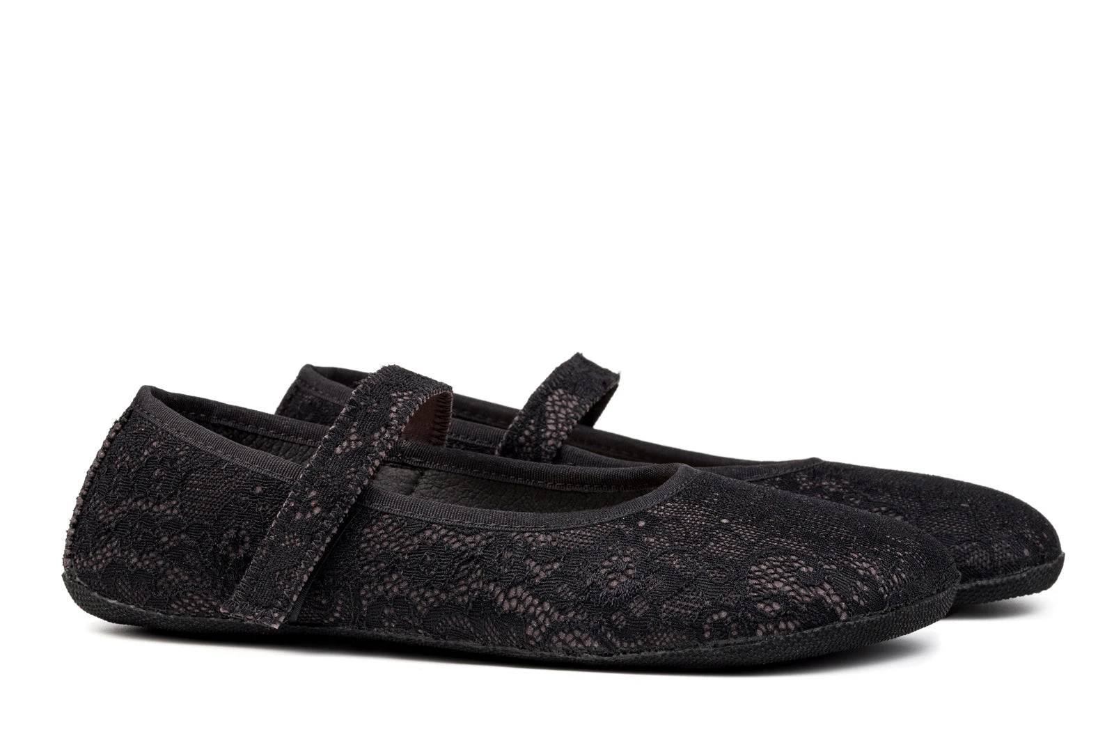 Балетки Ahinsa Ananda Ballet с кружевом с ремешком Barefoot — чёрный, фото 2